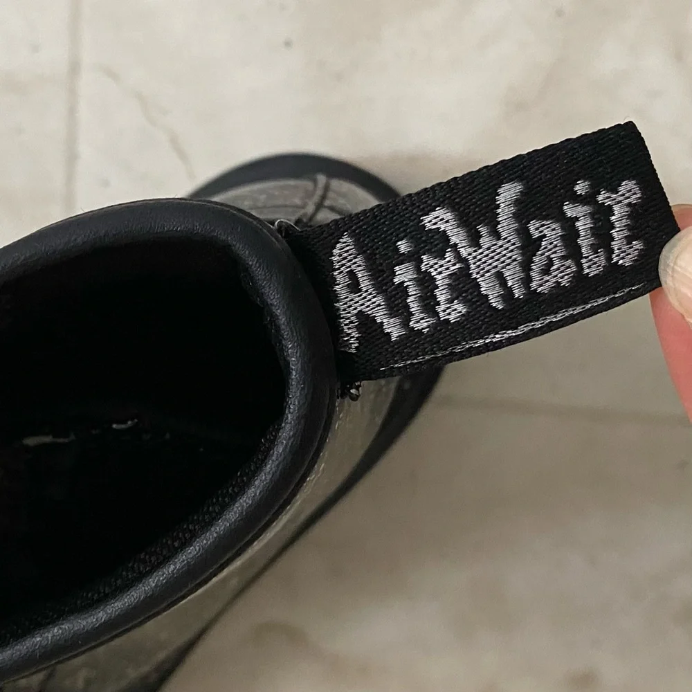 $75 Dr. Martens Junior 1460 Black Cosmic Silver Glitter Lace Up Zipper Boots 2